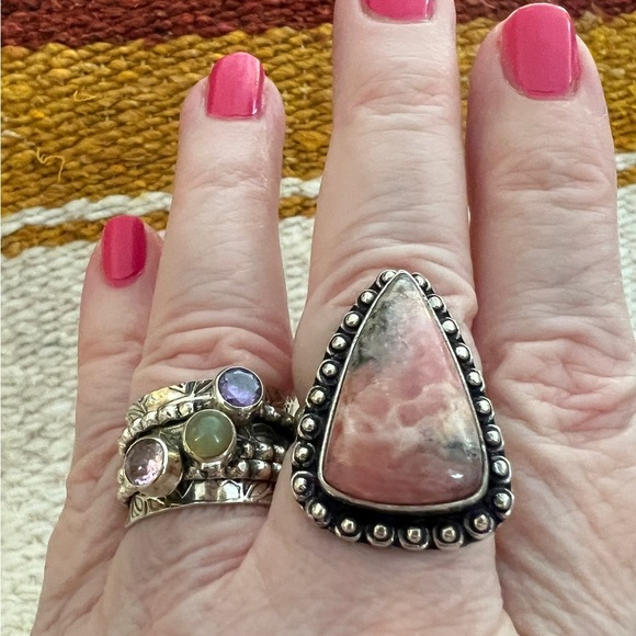 ❤️ Rhodochrosite Gemstone 925 Navajo Southwestern Size 7.25 Ring 8.9 Gm - Picture 11 of 13